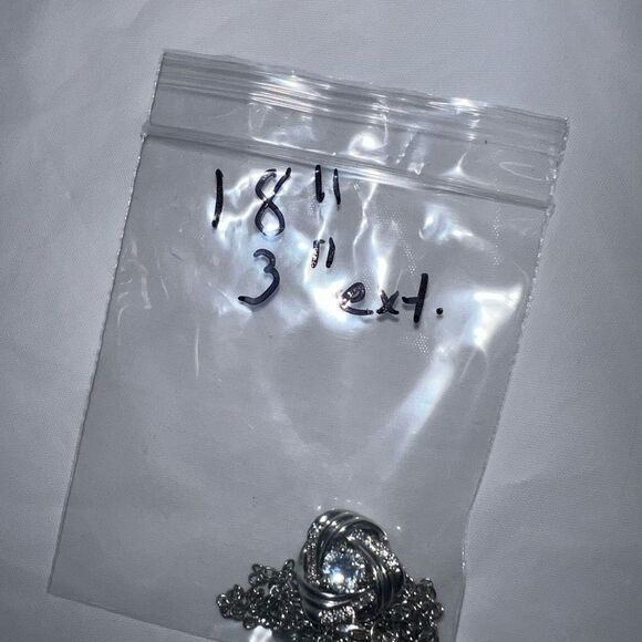 Silver Tone and Rhinestone Pendant Necklace - Picture 7 of 7